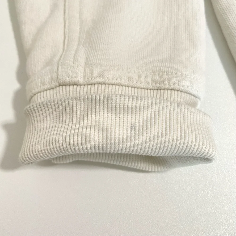 Vince French Terry Oversized Cardigan V Neck Button Front Sweater Bone XXS